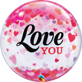Fóliový balón Love You bublina konfety